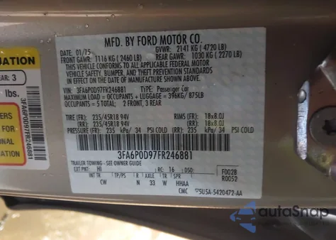 2015 Ford Fusion Titanium from USA, damaged, VIN 3FA6P0D97FR246881